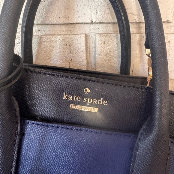 kate spade Handbags - Kate Spade Dark Blue with cream on side. (Shows in Pics) Satchel Bag.